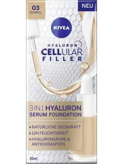 Nivea Cellular Filler 3in1 Hyaluron Serum Foundation podkład do twarzy 03 Dunkel 30ml