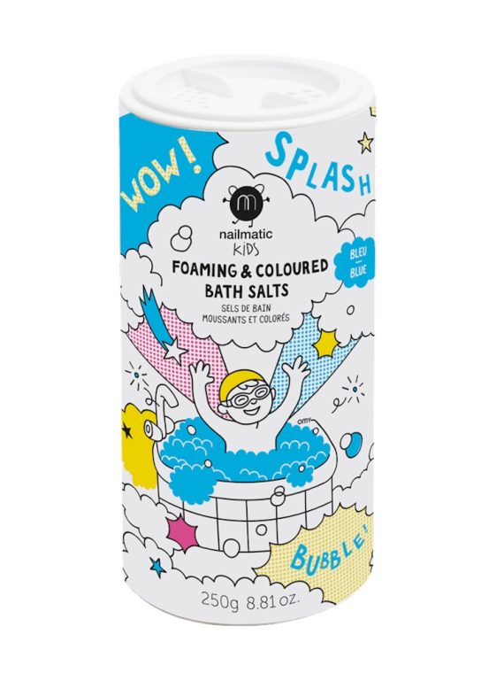 Nailmatic Kids Foaming & Coloured Bath Salts pieniąca się sól do kąpieli dla dzieci Blue 250g