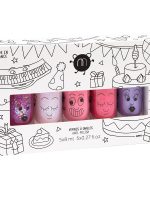 Nailmatic Kids Party zestaw lakierów do paznokci Sheepy 8ml + Polly 8ml + Cookie 8ml + Kitty 8ml + Piglou 8ml