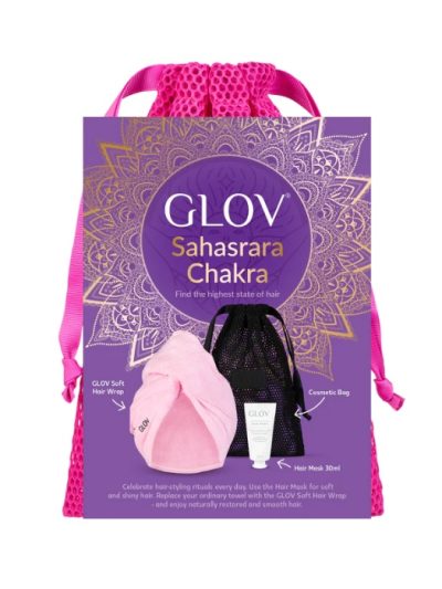 Glov Sahasrara Chakra zestaw Soft Hair Wrap turban do włosów + Hair Mask maska odżywcza do włosów 30ml + worek-kosmetyczka