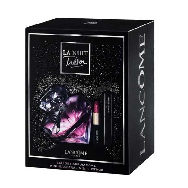 Lancome La Nuit Tresor zestaw woda perfumowana 50ml + L' Absolu Rouge Matte pomadka do ust 505 Attrape Coeur + Hypnose Drama mini tusz do rzęs 01 Excessive Black 2ml