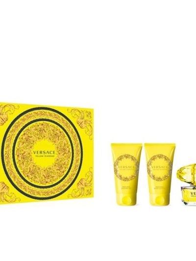 Versace Yellow Diamond zestaw woda toaletowa 50ml + balsam do ciała 50ml + żel pod prysznic 50ml