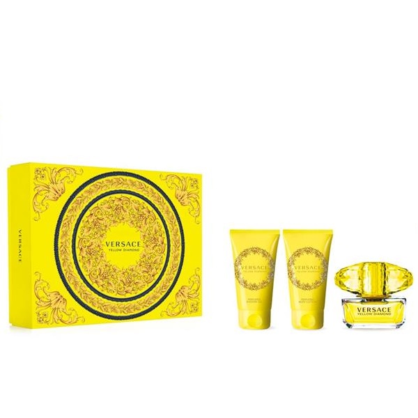 Versace Yellow Diamond zestaw woda toaletowa 50ml + balsam do ciała 50ml + żel pod prysznic 50ml