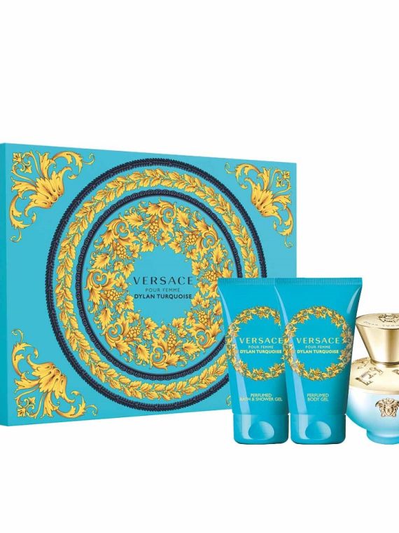 Versace Dylan Turquoise Pour Femme zestaw woda toaletowa spray 50ml + żel pod prysznic 50ml + balsam do ciała 50ml