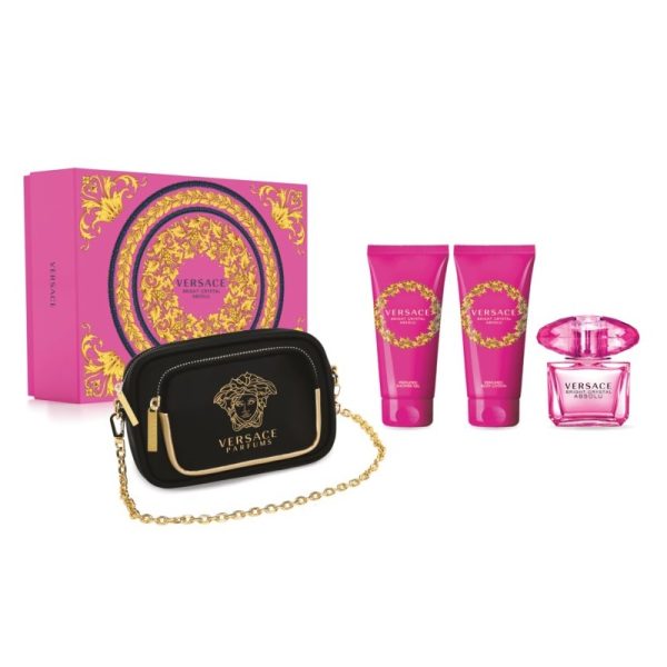 Versace Bright Crystal Absolu zestaw woda perfumowana 90ml +  balsam do ciała 100ml + żel pod prysznic 100ml + torebka