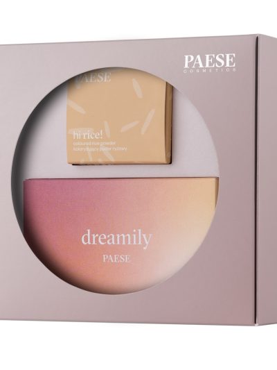 Paese Sparkling Snow zestaw Hi Rice! sypki puder ryżowy 10 Light Beige 10g + Dreamily paleta cieni do powiek 12g