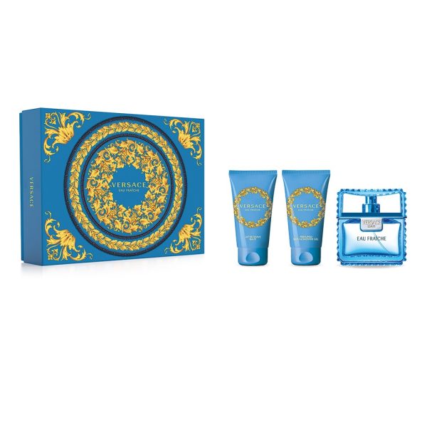 Versace Man Eau Fraiche zestaw woda toaletowa 50ml + żel pod prysznic 50ml + balsam po goleniu 50ml