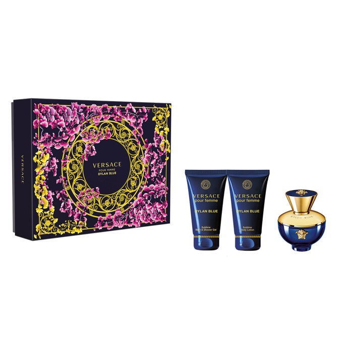 Versace Pour Femme Dylan Blue zestaw woda perfumowana 50ml + żel pod prysznic 50ml + balsam do ciała 50ml