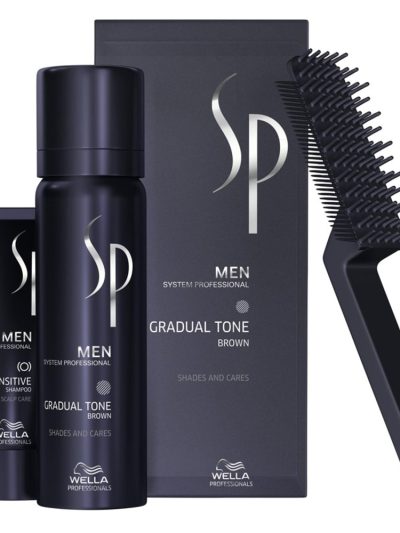 Wella Professionals SP Men Gradual Tone Brown zestaw do stopniowej eliminacji siwizny pianka pigmentująca 60ml + łagodny szampon 30ml + szczoteczka