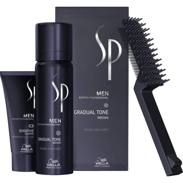 Wella Professionals SP Men Gradual Tone Brown zestaw do stopniowej eliminacji siwizny pianka pigmentująca 60ml + łagodny szampon 30ml + szczoteczka