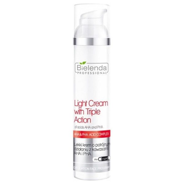 Bielenda Professional Light Cream With Triple Action lekki krem o potrójnym działaniu z kwasami AHA i PHA 100ml