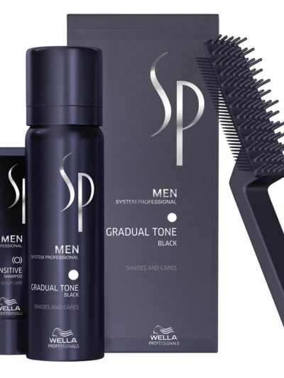 Wella Professionals SP Men Gradual Tone Black zestaw do stopniowej eliminacji siwizny pianka pigmentująca 60ml + łagodny szampon 30ml + szczoteczka