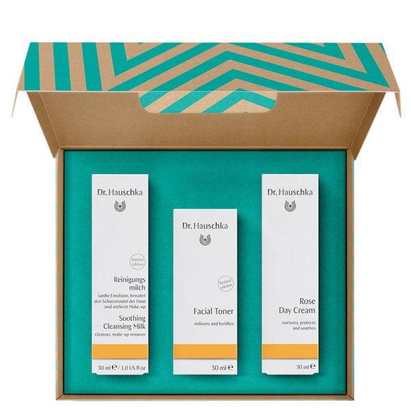 Dr. Hauschka The Essentials zestaw Rose Day Cream 30ml + Facial Toner 30ml + Soothing Cleansing Milk 30ml