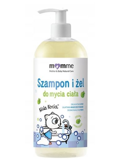 MomMe Kicia Kocia szampon i żel do mycia 2w1 Zielone Jabłuszko 500ml