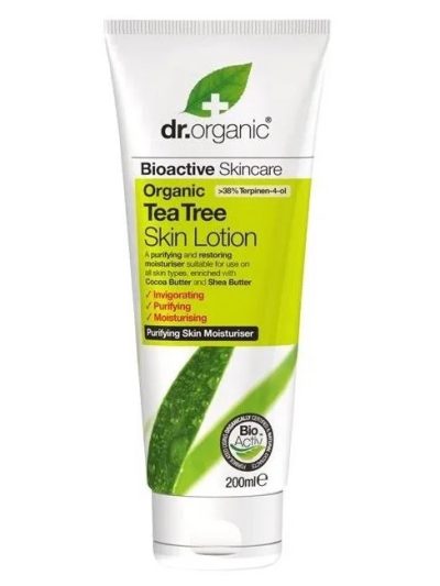 Dr.Organic Tea Tree Lotion oczyszczający balsam do ciała z wyciągiem z drzewa herbacianego 200ml