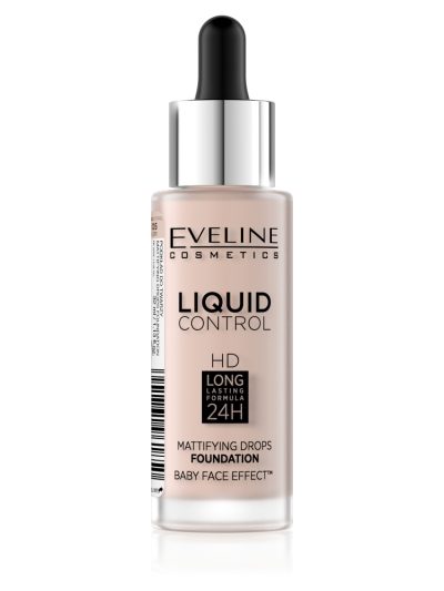 Eveline Cosmetics Liquid Control HD Long Lasting Formula 24H podkład do twarzy z dropperem 005 Ivory 32ml