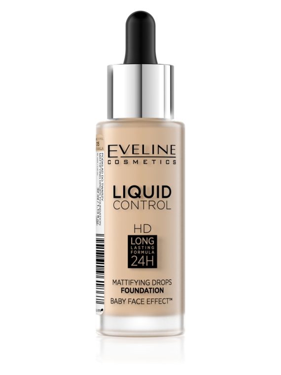 Eveline Cosmetics Liquid Control HD Long Lasting Formula 24H podkład do twarzy z dropperem 015 Light Vanilla 32ml