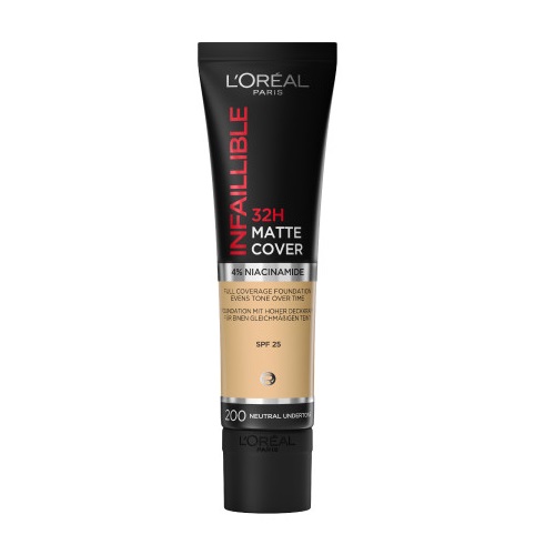 L'Oreal Paris Infallible 32H Matte Cover Foundation długotrwały podkład matujący 200 Neutral Undertone/Golden Beige 30ml