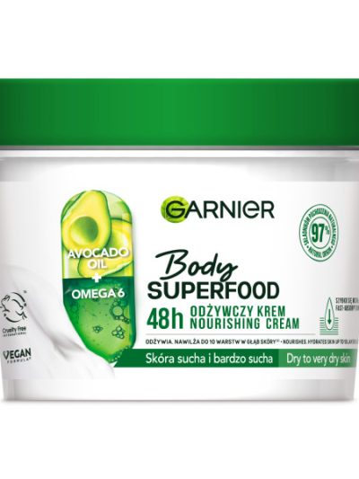 Garnier Body Superfood Avocado odżywczy krem z olejkiem z awokado i kwasem omega-6 380ml