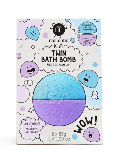Nailmatic Kids Twin Bath Bomb podwójna kula do kąpieli dla dzieci Blue/Violet 170g