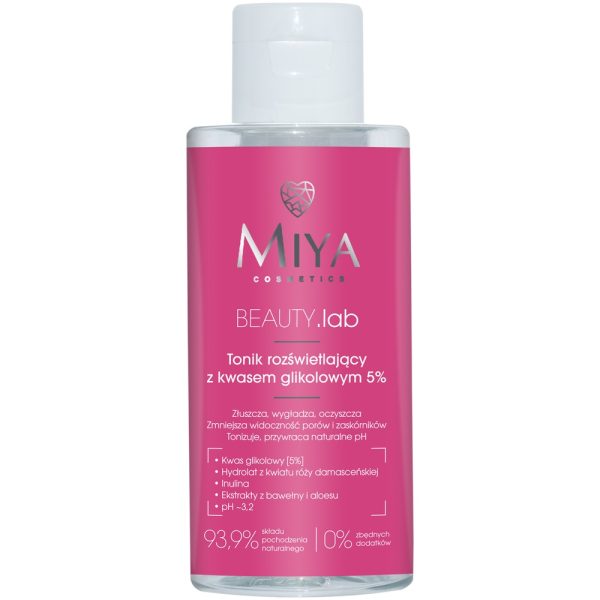 Miya Cosmetics BEAUTY Lab tonik rozświetlający z kwasem glikolowym 5% 150ml
