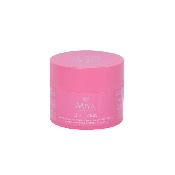 Miya Cosmetics BEAUTY Lab skoncentrowana maska z kwasami 3% [AHA + BHA] + kompleks 6% [olejek canola + betaina] 50g