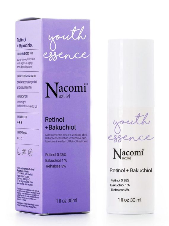 Nacomi Next Level Retinol 0.35% + Bakuchiol 1% przeciwstarzeniowe serum do twarzy 30ml