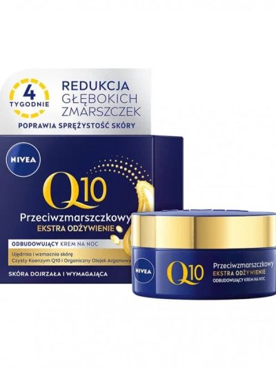 Nivea Q10 Ekstra Odżywienie przeciwzmarszczkowy odbudowujący krem na noc 50ml