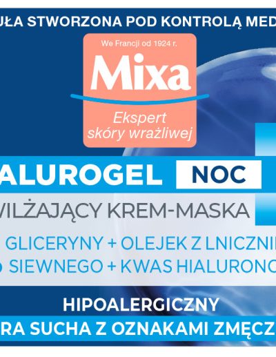 MIXA Hyalurogel Noc nawilżający krem-maska nocna odbudowa 50ml
