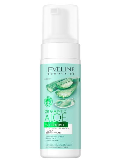 Eveline Cosmetics Organic Aloe + Collagen oczyszczająco-łagodząca pianka do mycia twarzy 3w1 150ml