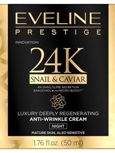 Eveline Cosmetics Prestige 24k Snail&Caviar luksusowy głęboko regenerujący kram przeciwzmarszczkowy na noc 50ml