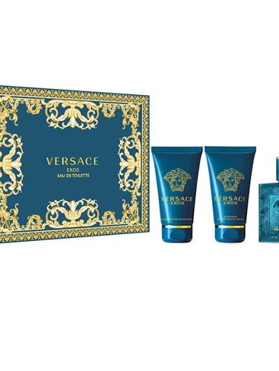 Versace Eros zestaw woda toaletowa 50ml + balsam po goleniu 50ml + żel pod prysznic 50ml