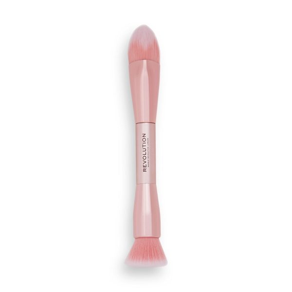 Makeup Revolution Create Seamless Finish Double Ended Foundation Brush dwustronny pędzel do precyzyjnego rozprowadzania podkładu R28