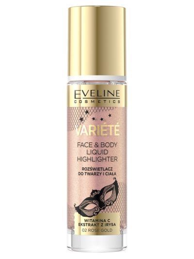 Eveline Cosmetics Variete Liquid Highlighter płynny rozświetlacz do twarzy i ciała 02 Rose Gold 30ml