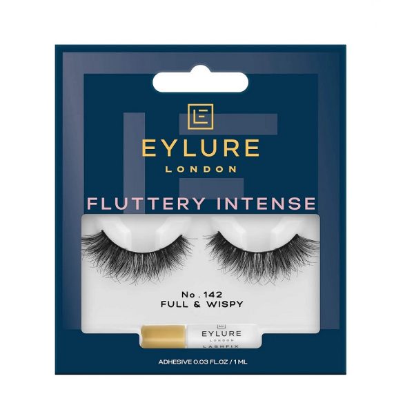 Eylure Fluttery Intense Lashes sztuczne rzęsy z klejem efekt podwójnej objętości No. 142