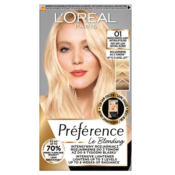 L'Oreal Paris Preference Le Blonding farba do włosów 01 Bardzo Bardzo Jasny Naturalny Blond