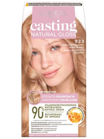 L'Oreal Paris Casting Natural Gloss farba do włosów 923 Waniliowy Bardzo Jasny Blond