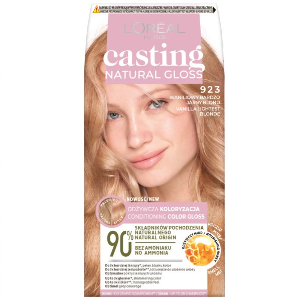 L'Oreal Paris Casting Natural Gloss farba do włosów 923 Waniliowy Bardzo Jasny Blond