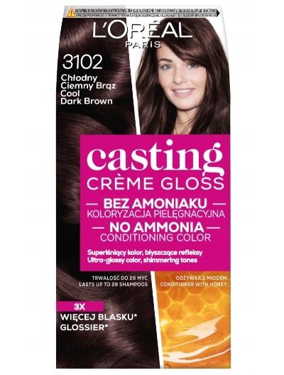 L'Oreal Paris Casting Creme Gloss farba do włosów 3102 Chłodny Ciemny Brąz