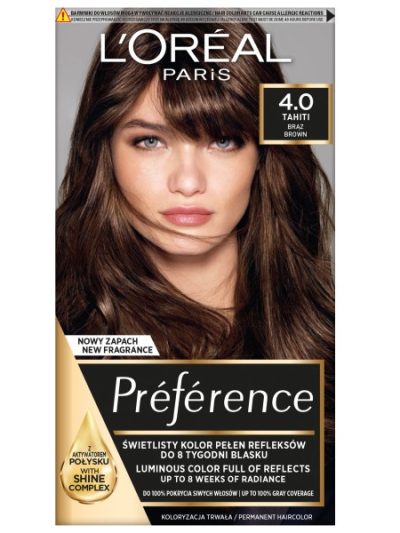 L'Oreal Paris Preference farba do włosów 4.0 Tahiti Brąz