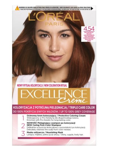 L'Oreal Paris Excellence Creme farba do włosów 4.54 Brąz Mahoniowo-Miedziany