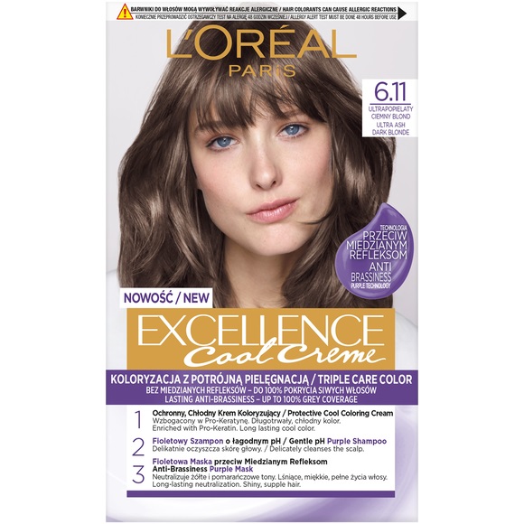 L'Oreal Paris Excellence Cool Creme farba do włosów 6.11 Ultrapopielaty Ciemny Blond