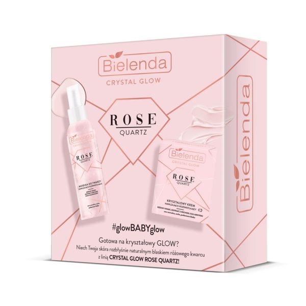 Bielenda Crystal Glow Rose Quartz zestaw mgiełka do twarzy nawilżająco-rozświetlająca 200ml + kryształowy krem nawilżająco-rozświetlający 50ml
