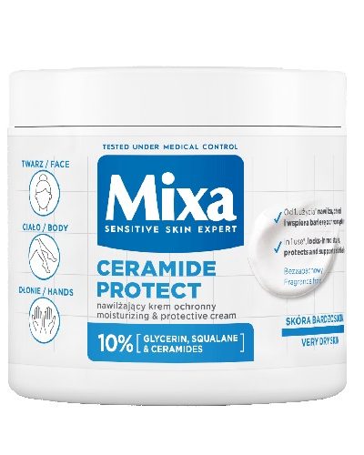 MIXA Ceramide Protect nawilżający krem ochronny do twarzy dłoni i ciała 400ml