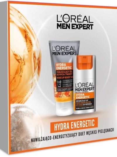 L'Oreal Paris Men Expert Hydra Energetic zestaw krem nawilżający przeciw oznakom zmęczenia 50ml + pobudzający żel do mycia twarzy 100ml