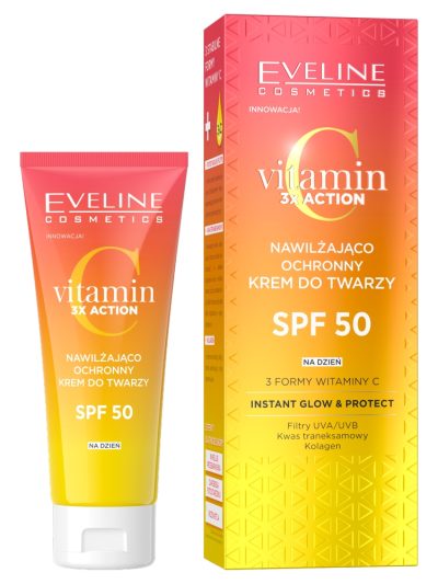 Eveline Cosmetics Vitamin C 3x Action nawilżająco-ochronny krem do twarzy SPF50 30ml