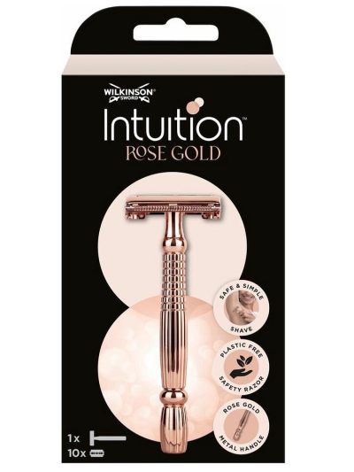 Wilkinson Intuition Rose Gold klasyczna maszynka do golenia dla kobiet z wymiennymi żyletkami rączka + 10 żyletek