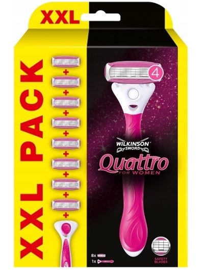 Wilkinson Quattro For Women maszynka do golenia z wymiennymi wkładami dla kobiet + 8 wkładów