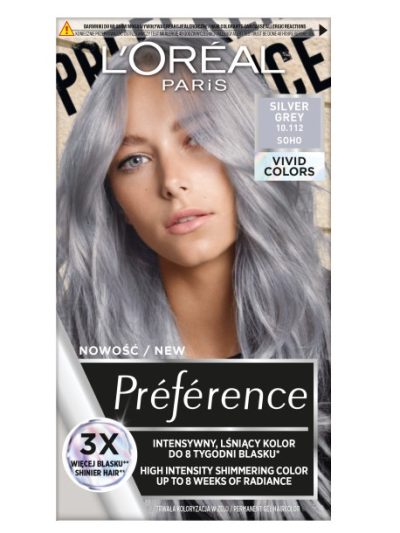 L'Oreal Paris Preference Vivid Colors trwała farba do włosów 10.112 Silver Grey