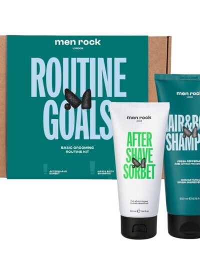 MenRock Routine Goals zestaw sorbet po goleniu 100ml + szampon i płyn do mycia ciała 200ml